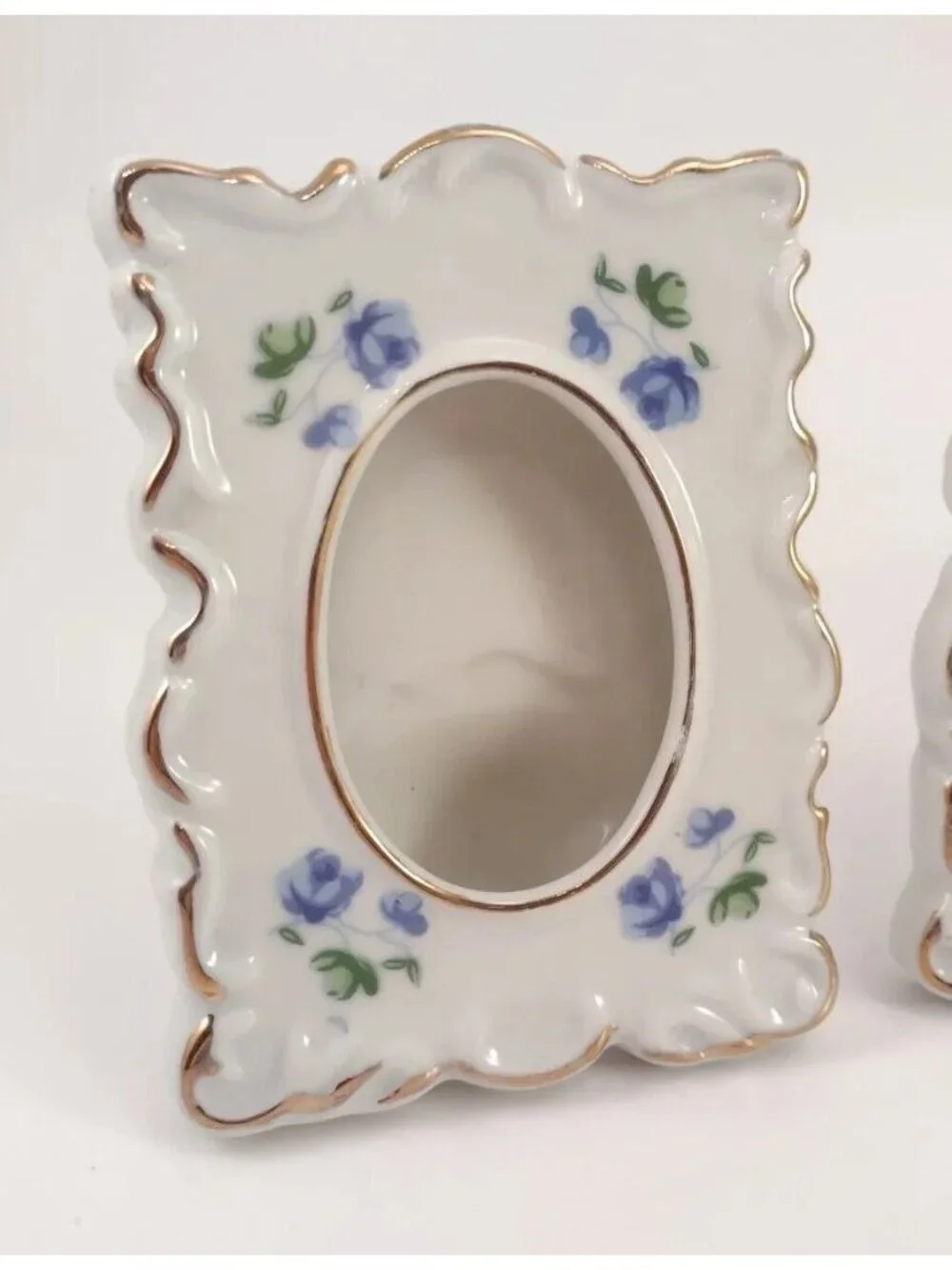 Vtg Yellow Rose Porcelain Picture Frames Hand Painted Flower Floral Lot of 4